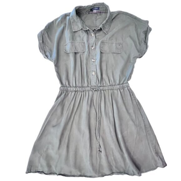 Tommy Hilfiger Utility Dress 10 Army Green Short Sleeve Drawstring Waist TENCEL - Picture 8 of 16